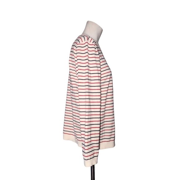 Talbots Striped Sweater Top Size L Thin Knit Coastal Stretch Patriotic Preppy - Picture 3 of 7